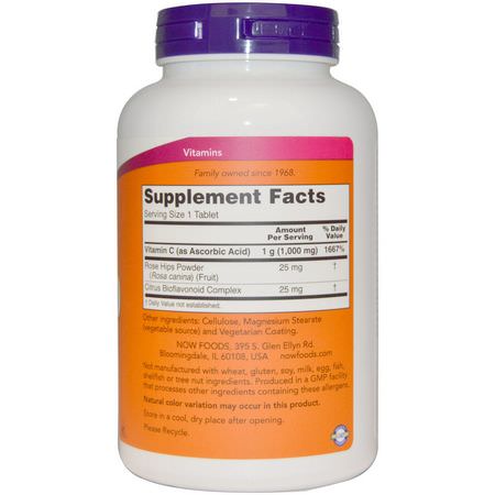 Now Foods, C-1000, With Rose Hips and Bioflavonoids, 250 Tablets:الأنفل,نزا ,السعال