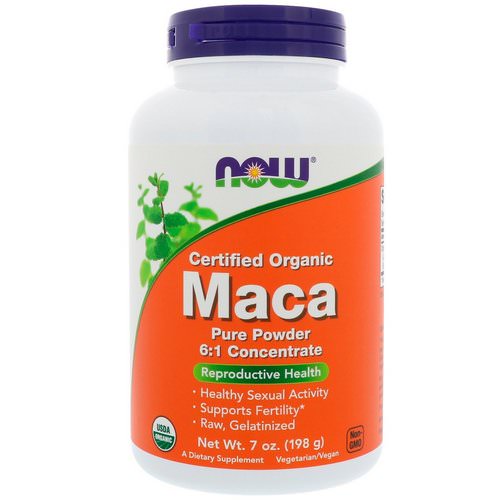Now Foods, Certified Organic Maca, Pure Powder, 7 oz (198 g) فوائد