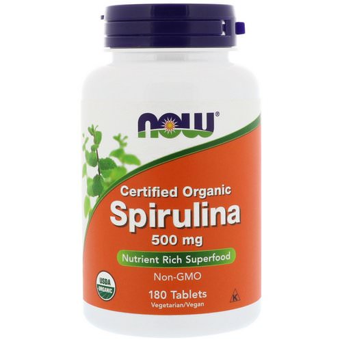 Now Foods, Certified Organic Spirulina, 500 mg, 180 Tablets فوائد