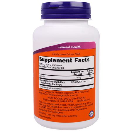 Now Foods, Chondroitin Sulfate, 600 mg, 120 Capsules:Chondroitin, Joint