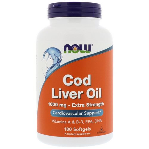 Now Foods, Cod Liver Oil, 1,000 mg, 180 Softgels فوائد
