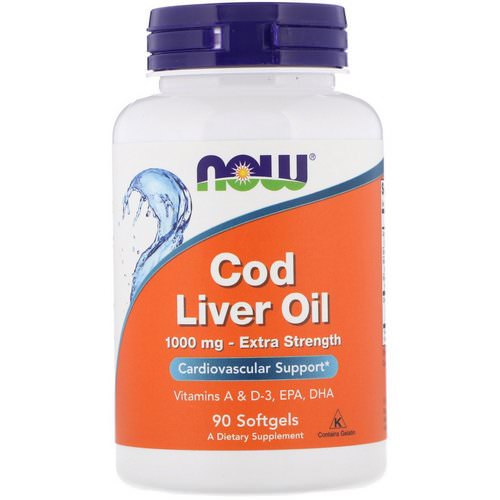 Now Foods, Cod Liver Oil, Extra Strength, 1,000 mg, 90 Softgels فوائد