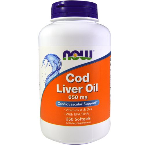 Now Foods, Cod Liver Oil, 650 mg, 250 Softgels فوائد