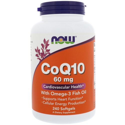 Now Foods, CoQ10 with Omega-3 Fish Oil, 60 mg, 240 Softgels فوائد