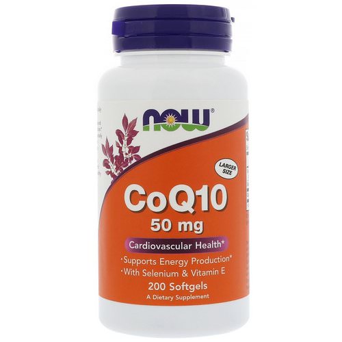 Now Foods, CoQ10 With Selenium and Vitamin E, 50 mg, 200 Softgels فوائد