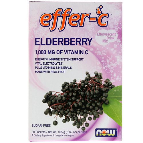 Now Foods, Effer-C, Effervescent Drink Mix, Elderberry, 30 Packets, 5.82 oz (165g) فوائد