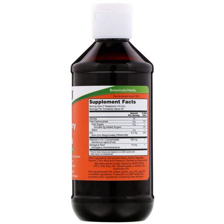 Now Foods, Elderberry Liquid for Kids, 8 fl oz (237 ml):Elderberry Sambucus, أعشاب الأطفال