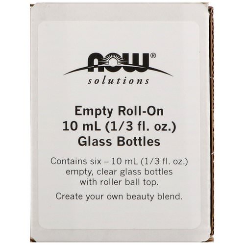 Now Foods, Empty Roll-On 10 ml (1/3 fl. oz.) Glass Bottles, 6 - 1/3 fl oz (10 ml) Bottles فوائد
