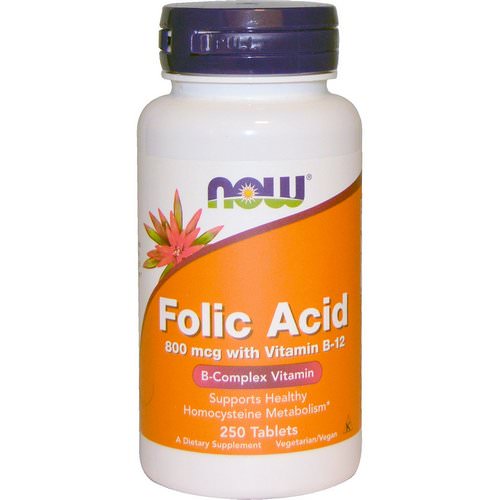 Now Foods, Folic Acid with Vitamin B-12, 800 mcg, 250 Tablets فوائد