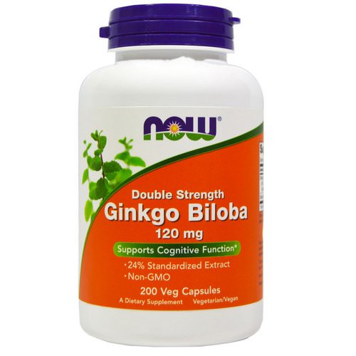 Now Foods, Ginkgo Biloba, Double Strength, 120 mg, 200 Veg Capsules فوائد