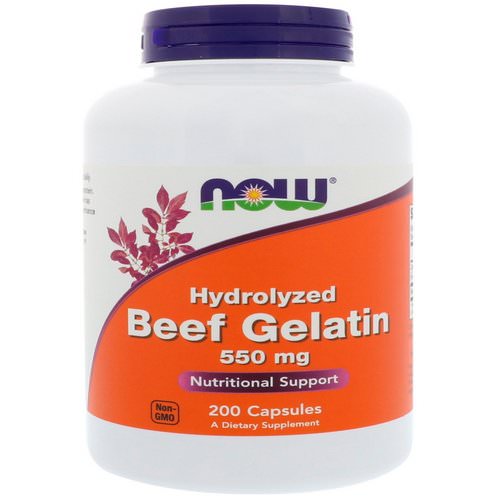Now Foods, Hydrolyzed Beef Gelatin, 550 mg, 200 Capsules فوائد
