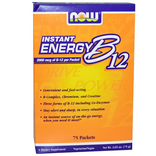 Now Foods, Instant Energy B-12, 2000 mcg, 75 Packets, (1 g) Each فوائد