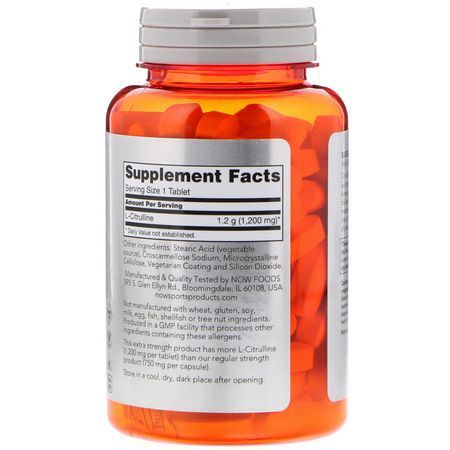 Now Foods, L-Citrulline, 1,200 mg, 120 Tablets:L-Citrulline,الأحماض الأمينية