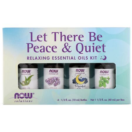 Now Foods, Let There Be Peace & Quiet, Relaxing Essential Oils Kit, 4 Bottles, 1/3 fl oz (10 ml) Each:مجم,عات الهدايا, الاسترخاء