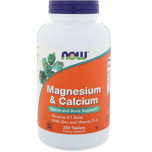 Now Foods, Magnesium & Calcium, Reverse 2:1 Ratio with Zinc and Vitamin D-3 250 Tablets فوائد