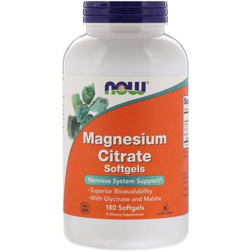 Now Foods, Magnesium Citrate, 180 Softgels فوائد