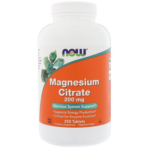 Now Foods, Magnesium Citrate, 200 mg, 250 Tablets فوائد