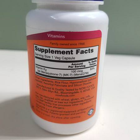 Now Foods, MK-7 Vitamin K-2, 100 mcg, 60 Veg Capsules