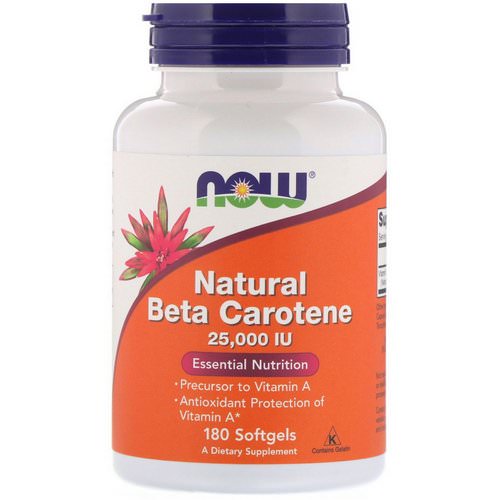 Now Foods, Natural Beta Carotene, 25,000 IU, 180 Softgels فوائد