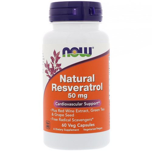 Now Foods, Natural Resveratrol, 50 mg, 60 Veg Capsules فوائد