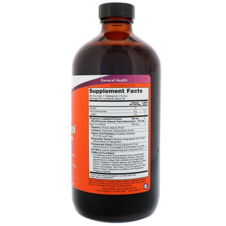 Now Foods, Natural Resveratrol, Liquid Concentrate, 16 fl oz (473 ml):ريسفيراتر,ل, مضادات الأكسدة
