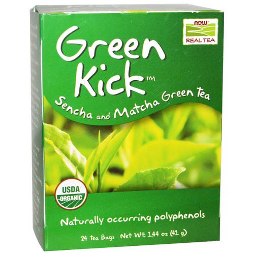 Now Foods, Organic Real Tea, Green Kick, 24 Tea Bags, 1.44 oz (41 g) فوائد