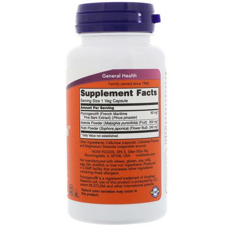 Now Foods, Pycnogenol, 60 mg, 50 Veg Capsules:Pycnogenol, Pine Bark Extract
