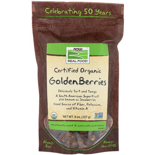 Now Foods, Real Food, Certified Organic Golden Berries, 8 oz (227 g) فوائد