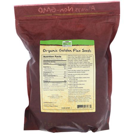 Now Foods, Real Food, Organic Golden Flax Seeds, 32 oz (907 g):مكملات بذ,ر الكتان, Omegas EPA DHA