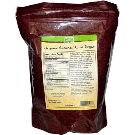 Now Foods, Real Food, Certified Organic, Sucanat Cane Sugar, 2 lbs (907 g):المحليات, العسل