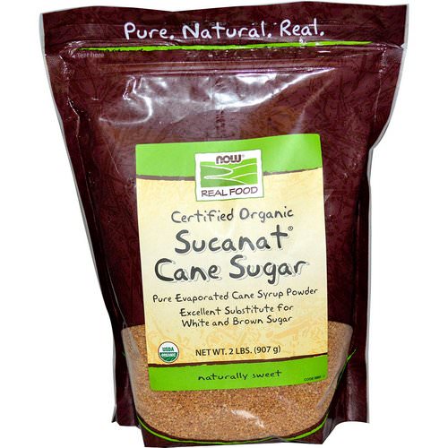 Now Foods, Real Food, Certified Organic, Sucanat Cane Sugar, 2 lbs (907 g) فوائد