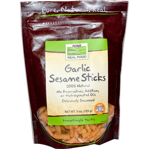 Now Foods, Real Food, Garlic Sesame Sticks, 9 oz (255 g) فوائد