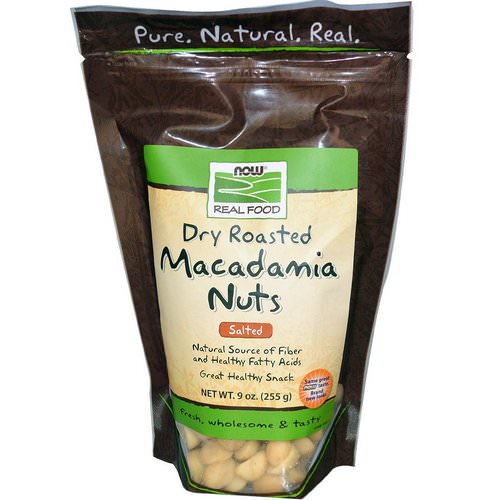 Now Foods, Real Food, Macadamia Nuts, Dry Roasted, Salted, 9 oz (255 g) فوائد