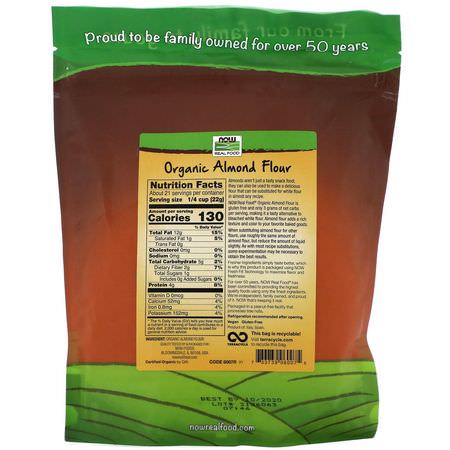 Now Foods, Real Food, Organic Almond Flour, Superfine, 16 oz (454 g):,جبة, طحين الل,ز