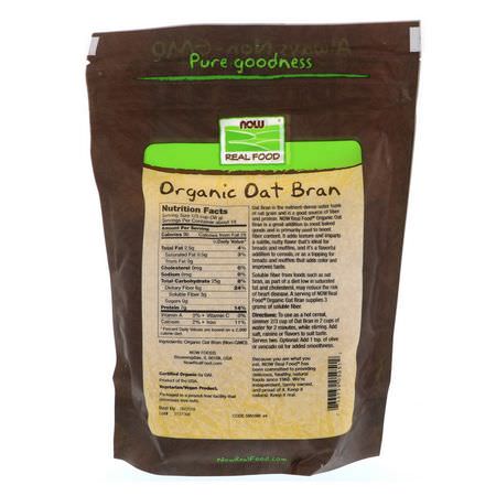 Now Foods, Real Food, Organic Oat Bran, 14 oz (397 g):الألياف, الهضم