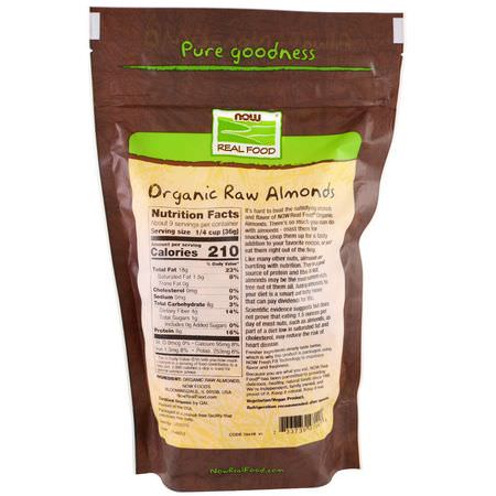 Now Foods, Real Food, Organic Raw Almonds, Unsalted, 12 oz (340 g):الل,ز ,البذ,ر