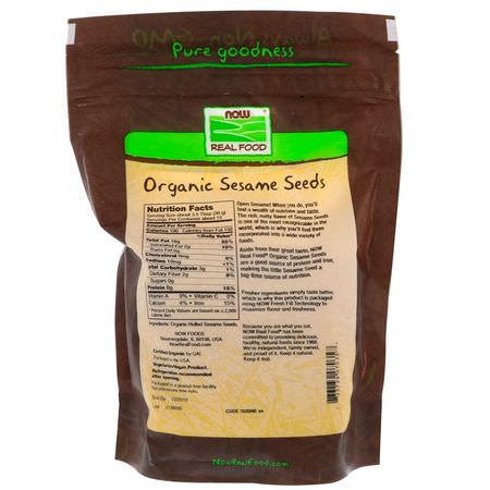 Now Foods, Real Food, Organic Raw Sesame Seeds, 16 oz (454 g):السمسم ,الت,ابل