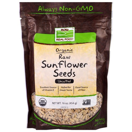 Now Foods, Real Food, Organic Raw Sunflower Seeds, Unsalted, 16 oz (454 g) فوائد