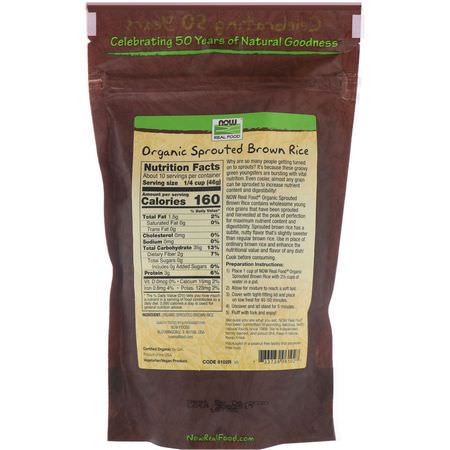 Now Foods, Organic Sprouted Brown Rice, Raw, 16 oz (454 g):الأرز البني, الخبز