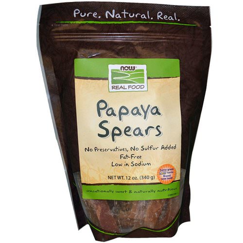 Now Foods, Real Food, Papaya Spears, 12 oz (340 g) فوائد