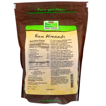 Now Foods, Real Food, Raw Almonds, Unsalted, 16 oz (454 g):الل,ز, البذ,ر