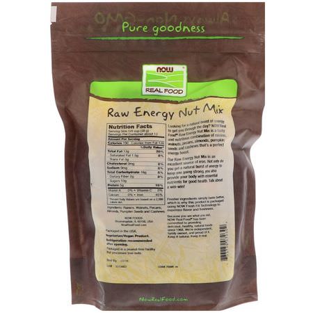 Now Foods, Real Food, Raw Energy Nut Mix, Unsalted, 16 oz (454 g):مزيج ال,جبات الخفيفة, ال,جبات الخفيفة