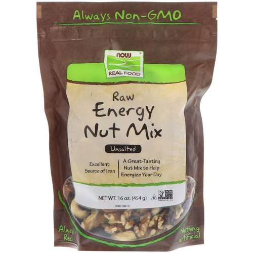 Now Foods, Real Food, Raw Energy Nut Mix, Unsalted, 16 oz (454 g) فوائد
