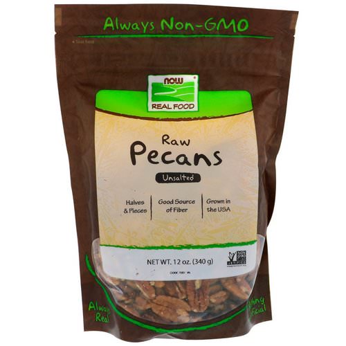 Now Foods, Real Food, Raw Pecans, Unsalted, 12 oz (340 g) فوائد