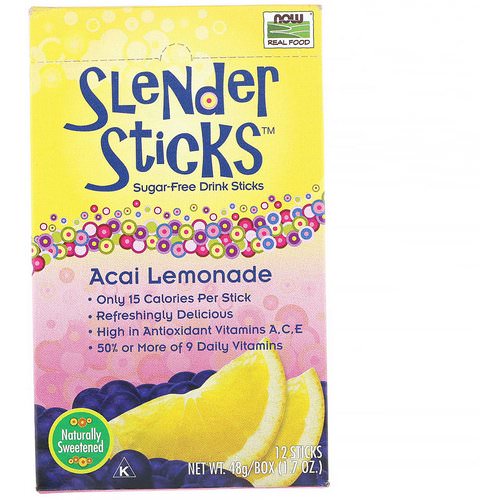 Now Foods, Real Food, Slender Sticks, Acai Lemonade, 12 Sticks, (4 g) Each فوائد