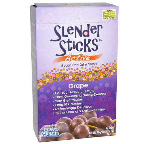 Now Foods, Real Food, Slender Sticks, Active, Grape, 12 Sticks, (4 g) Each فوائد