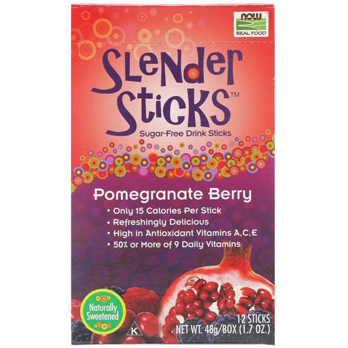 Now Foods, Real Food, Slender Sticks, Pomegranate Berry, 12 Sticks, 4 g Each فوائد