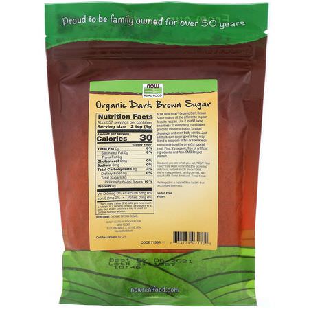 Now Foods, Real Foods, Organic Dark Brown Sugar, 16 oz (454 g):السكر, المحليات