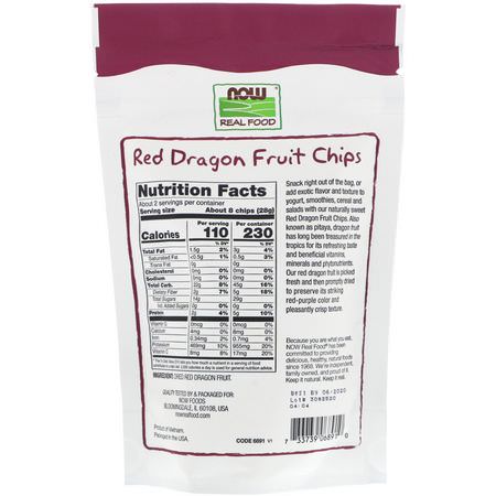 Now Foods, Real Foods, Red Dragon Fruit Chips, 2 oz (57 g):,جبات الخضر,ات الخفيفة, الفاكهة