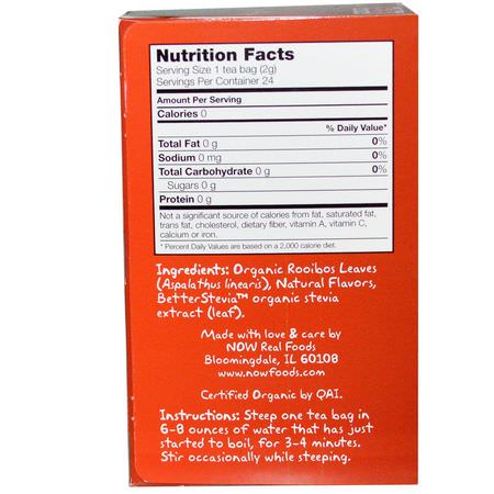 Now Foods, Real Tea, Better Off Red, Caffeine-Free, 24 Tea Bags, 1.7 oz (48 g):شاي الأعشاب, شاي Rooibos